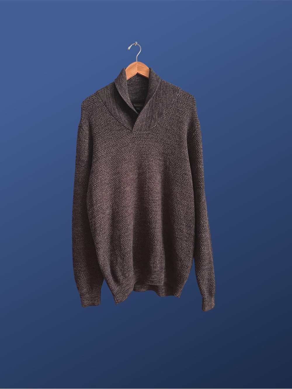 NWOT RW&CO Men’s 100% Cotton Shawl Collar Knit Sweater Black Grey Heather XXL